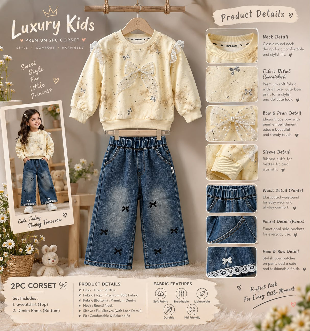 Girls Yellow Cord Set | Stylish Yellow Co-Ord Set for Kids