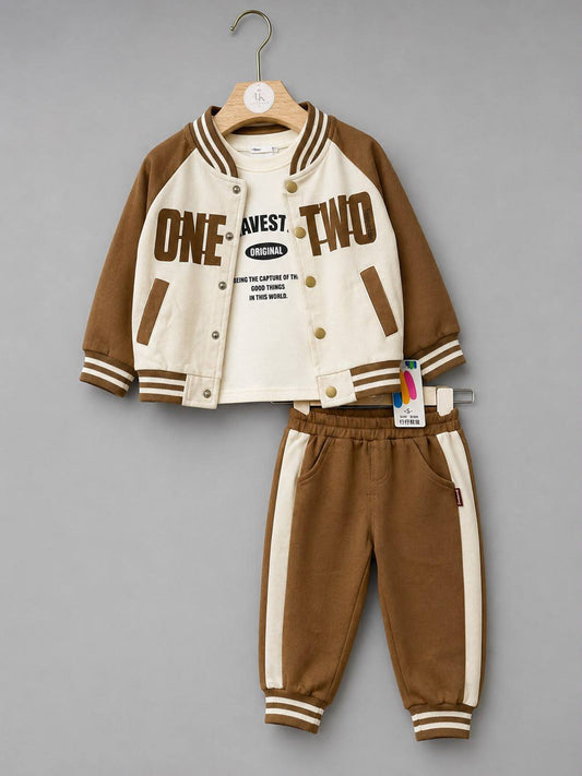 Brown & Cream Varsity Co-Ord Set