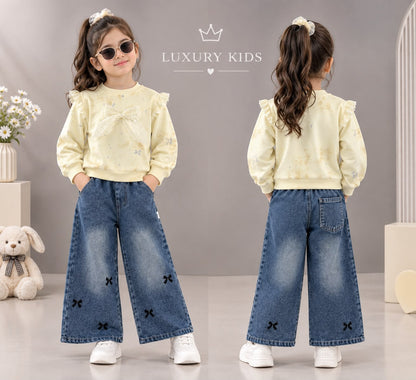 Girls Yellow Cord Set | Stylish Yellow Co-Ord Set for Kids