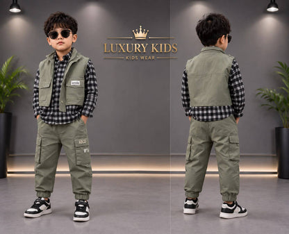 Olive Utility Vest & Cargo Co-Ord Set