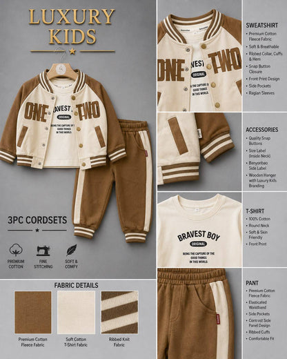 Brown & Cream Varsity Co-Ord Set
