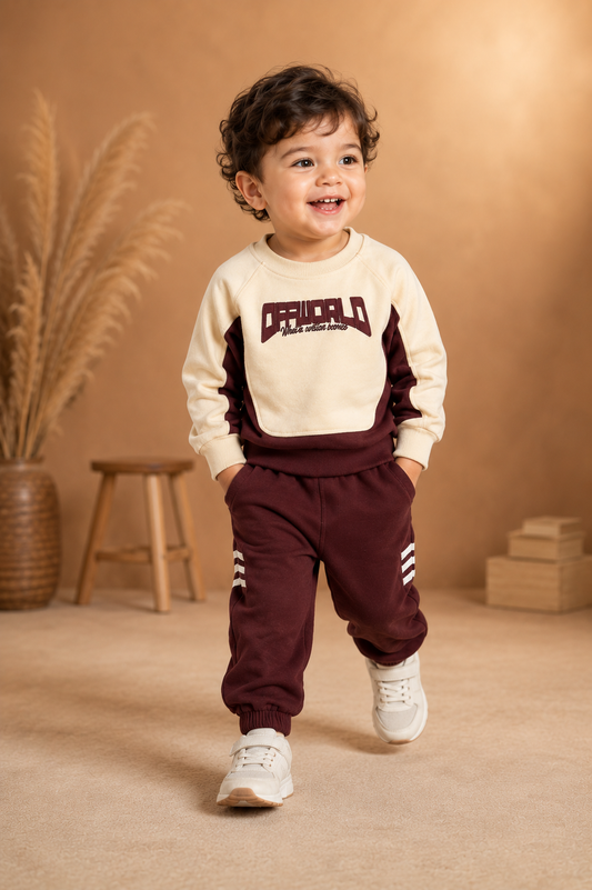 Burgundy & Cream Casual Co-Ord Set