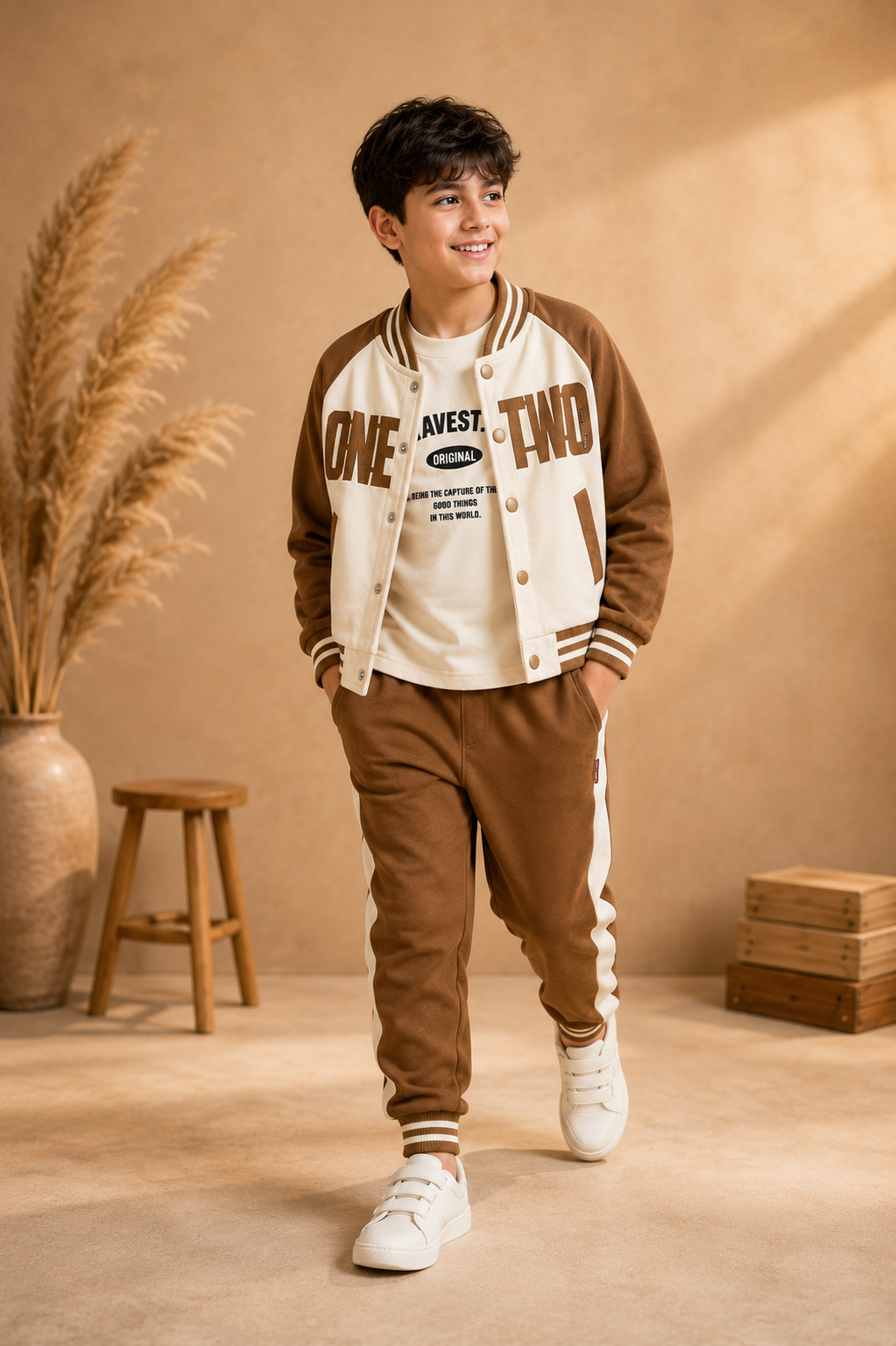 Brown & Cream Varsity Co-Ord Set