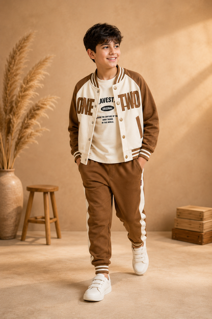 Brown & Cream Varsity Co-Ord Set